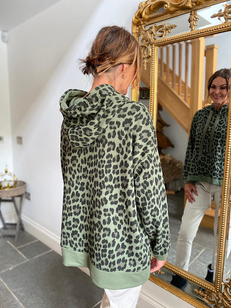 Khaki leopard 2025 print hoodie