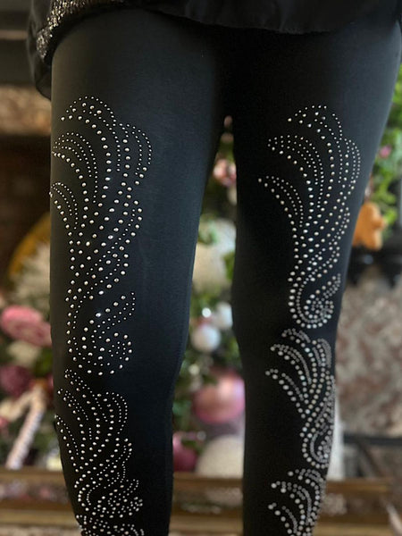 Fleece Lined Leggings With Geometric Diamante – Style for your Shape