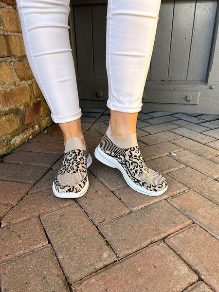 Natural Leopard Slip On Trainers