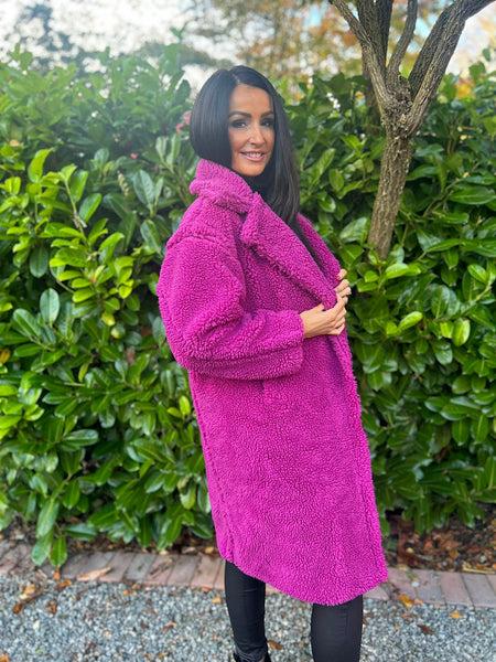 Dark pink cheap teddy coat