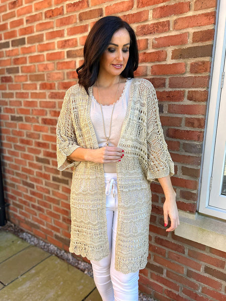 Gold 2024 crochet cardigan