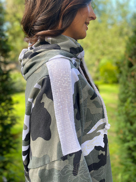 Distressed cheap camo sweatshirt