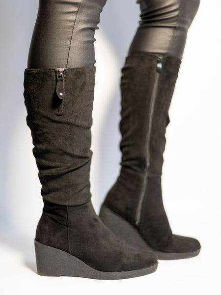 Knee high fashion wedge boots uk