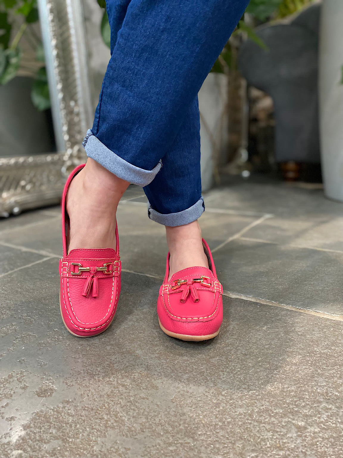 Pink on sale tassel loafers