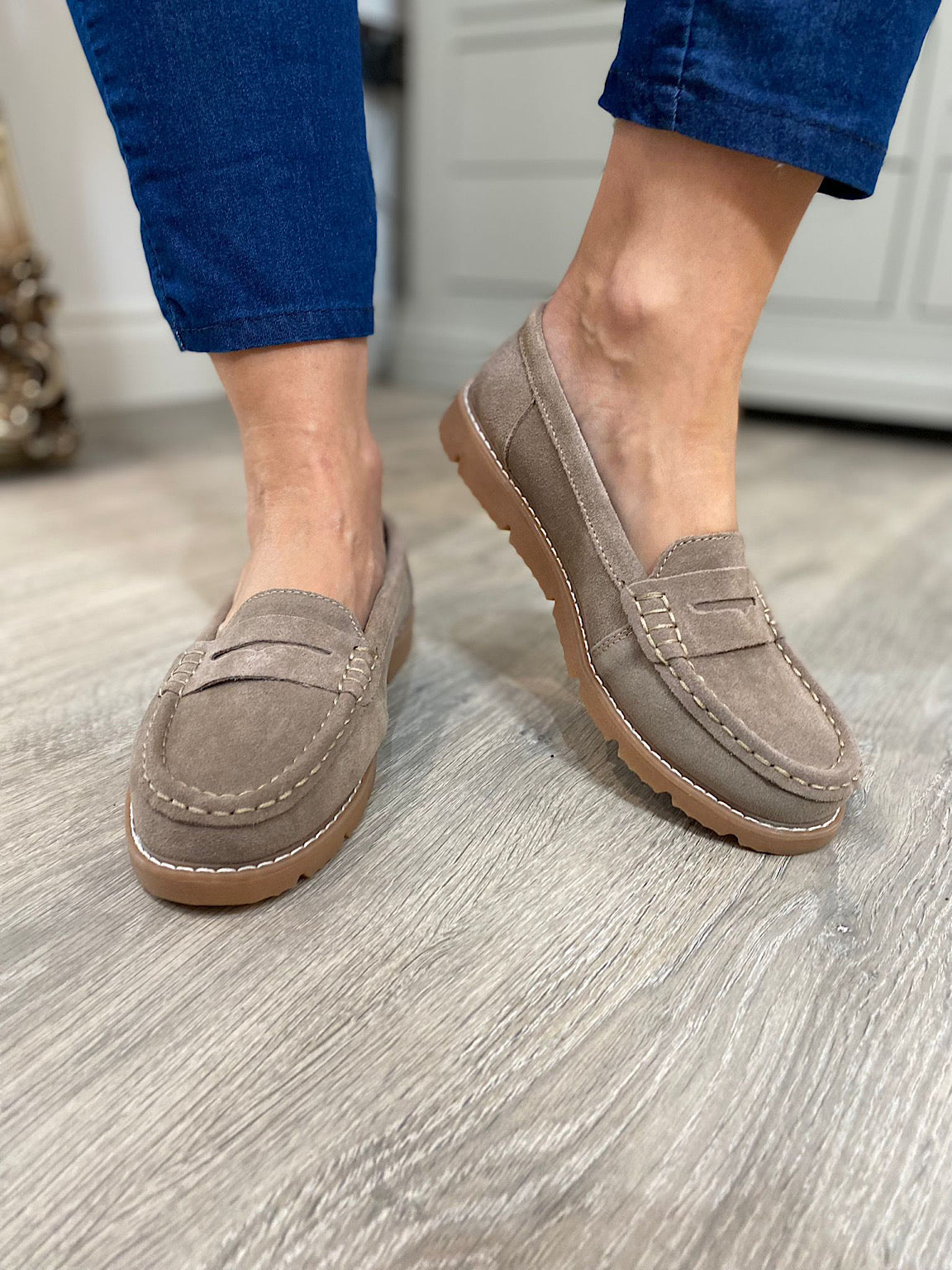 Taupe cheap loafers womens