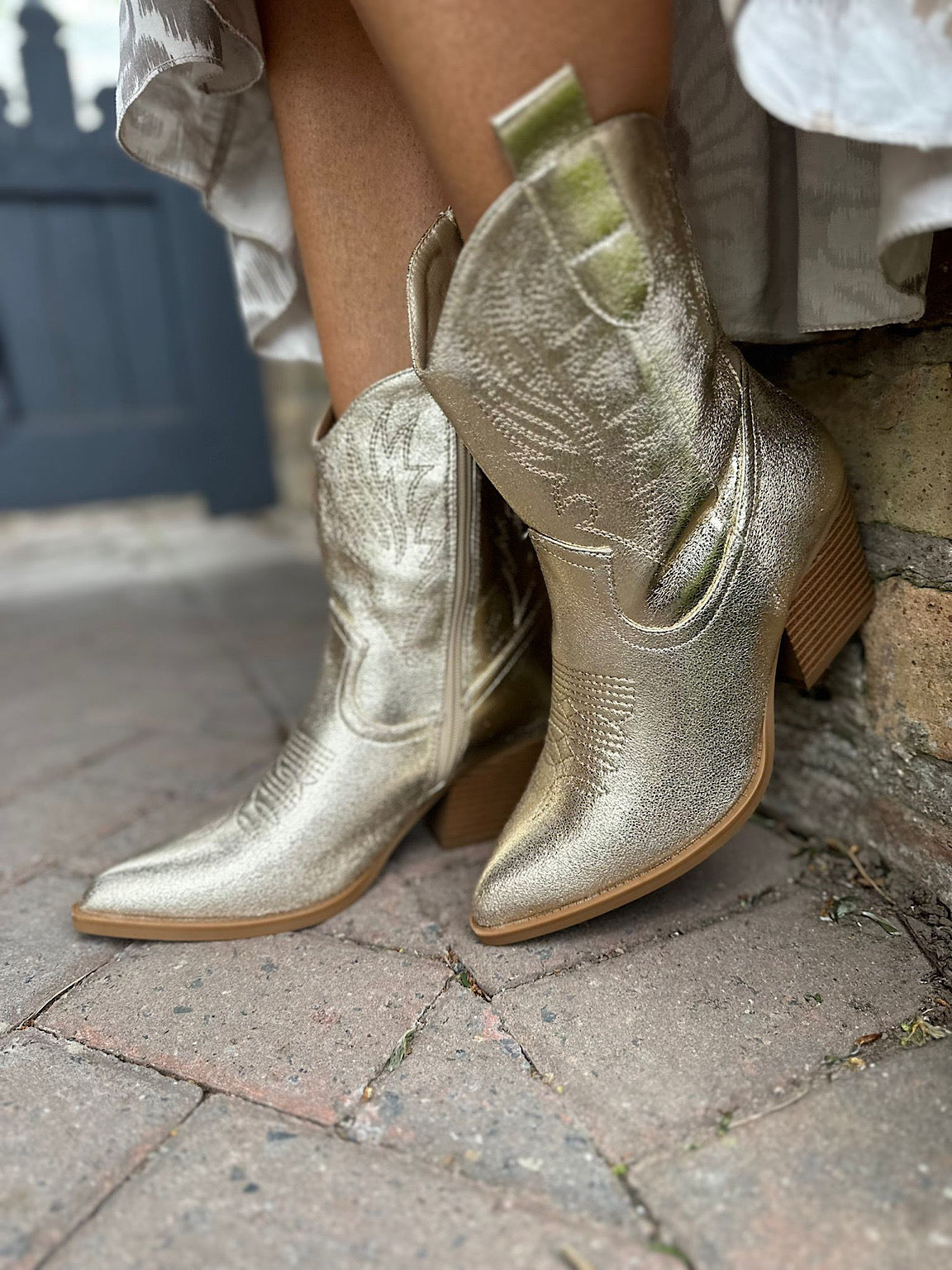 Gold and silver boots on sale