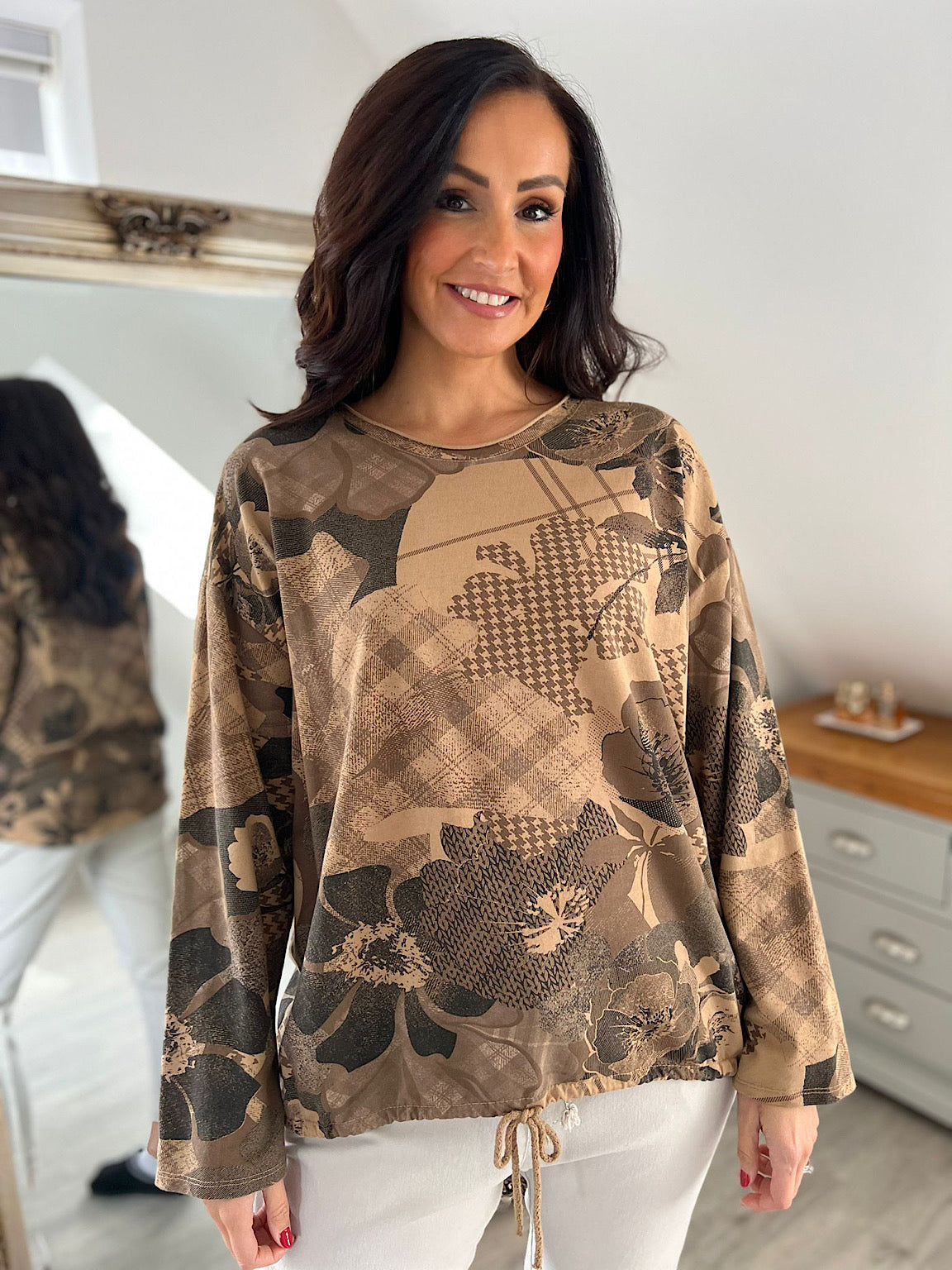 Camel Multi Print Sweat Top Scarlett – Tillett's