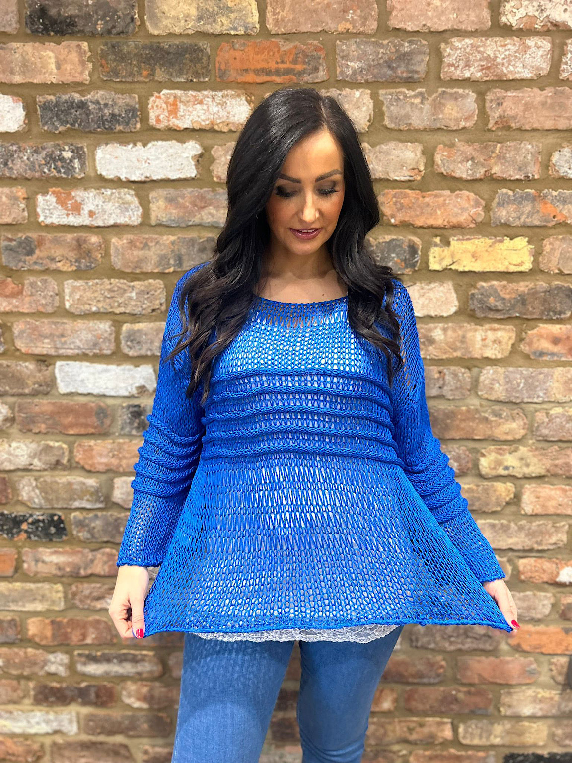 Royal blue tunic sweater sale