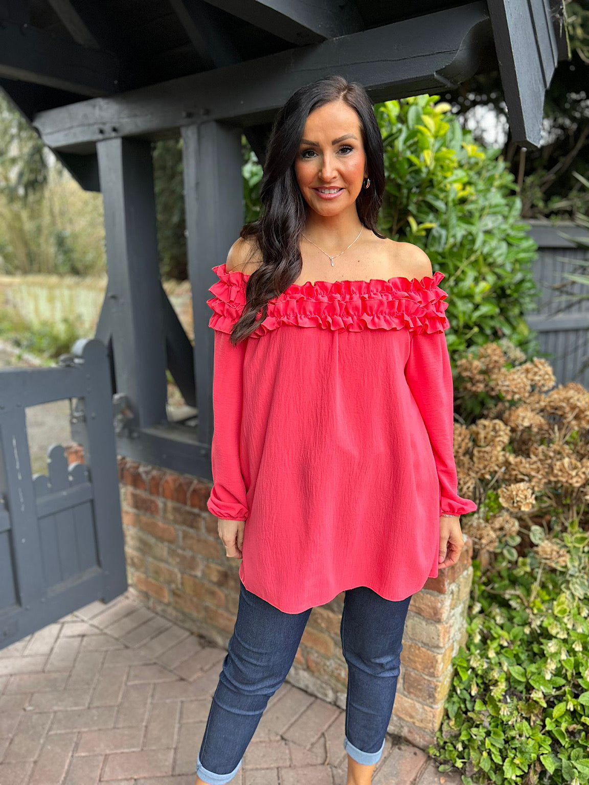 Coral off the shoulder top sale