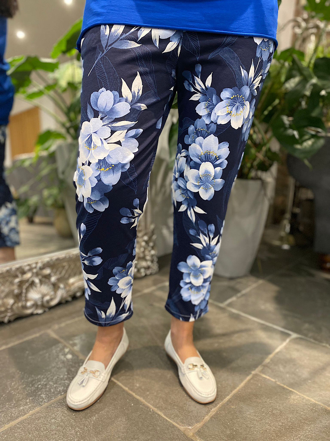 Navy store floral pants