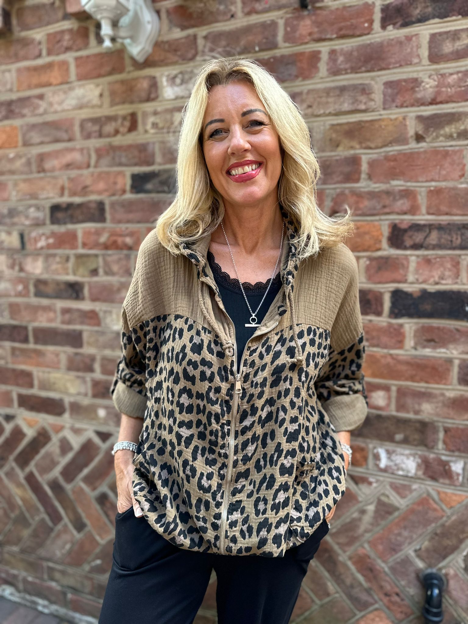 Camel Leopard Print Bubble Cotton Jacket Pia Tillett s