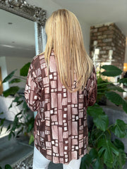 Chocolate Super Soft Block Print Blouse Moira