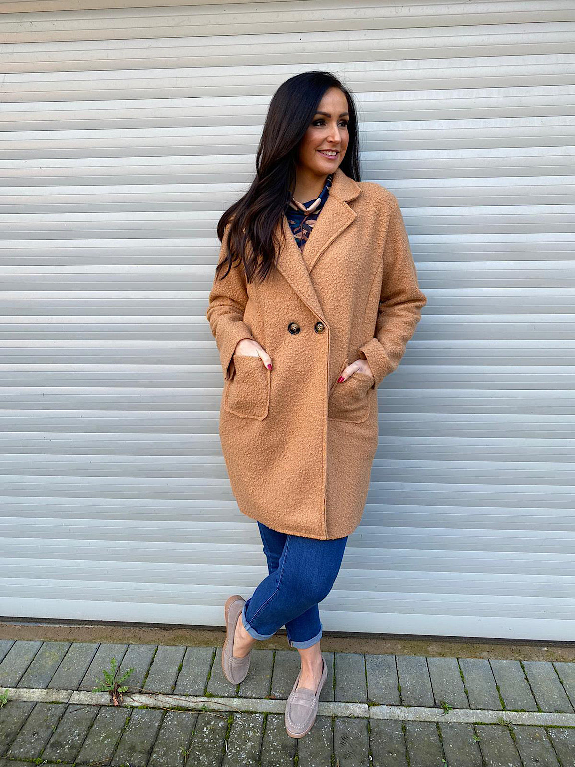 Camel hotsell boucle coat