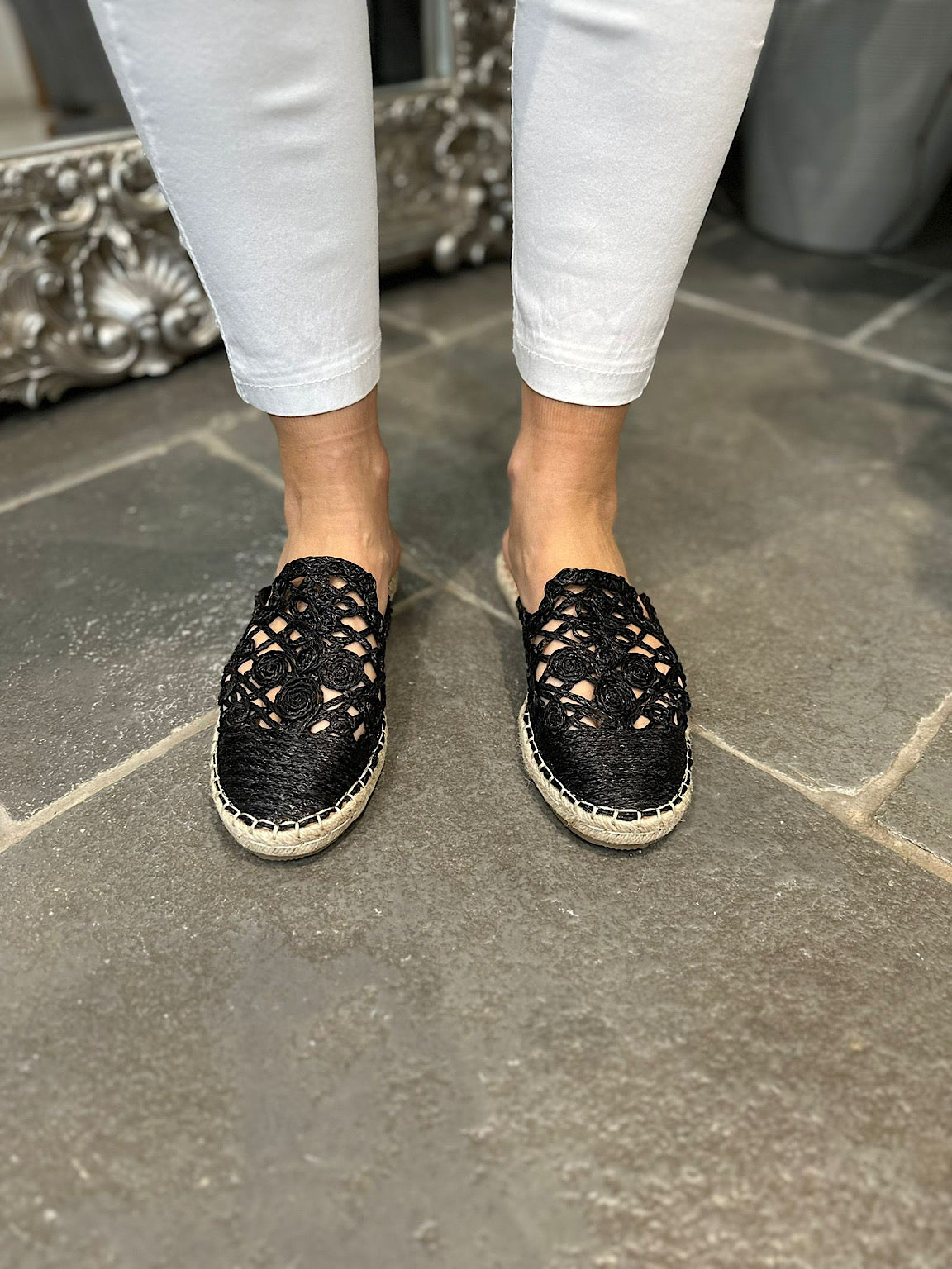 Black slip 2024 on espadrilles