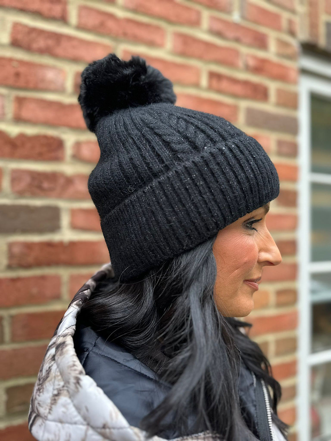 Black Sparkle Weave Bobble Hat Tillett s