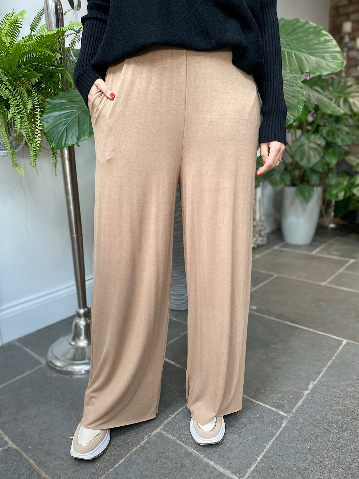 Sure And Steady High Waist Trousers In Sage