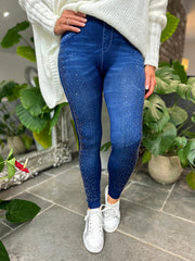 Denim look jersey leggings best sale