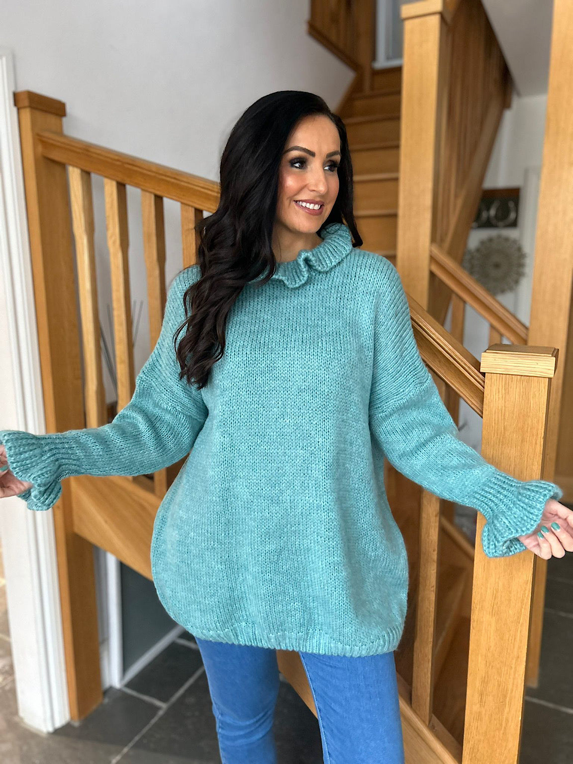 Sage Flute Neck Jumper Fiona – Tillett's