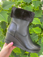 Faux fur outlet wedge boots