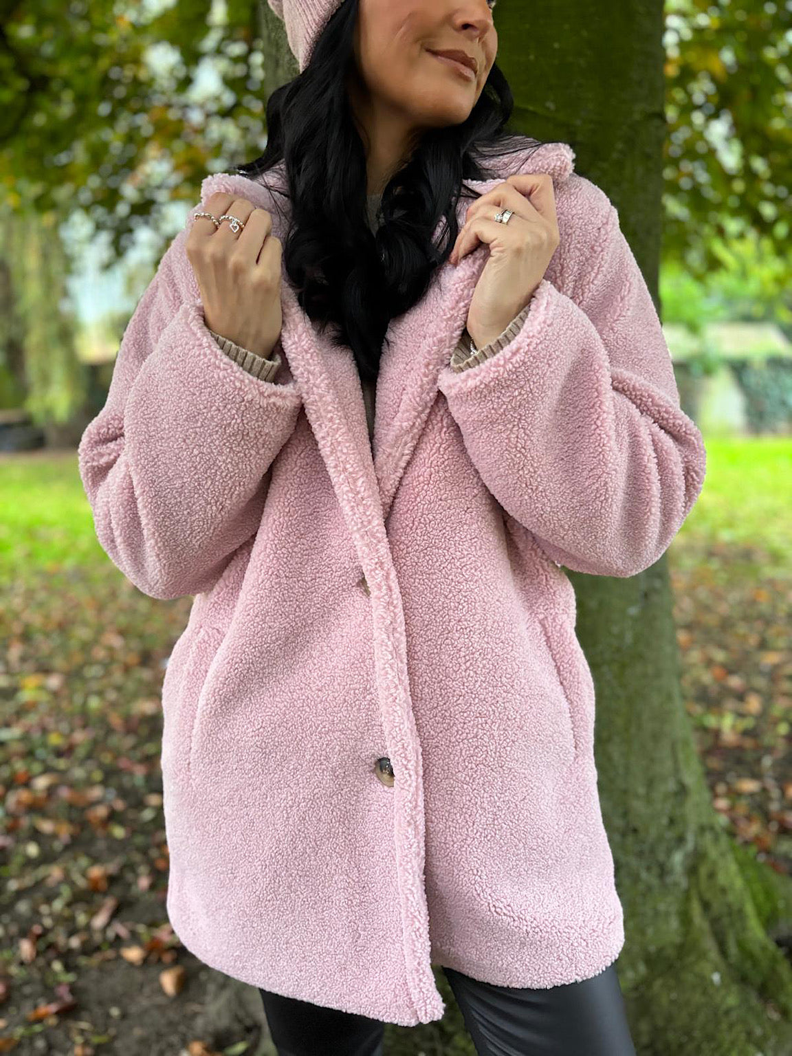 Pink Lined Teddy Coat Amanda