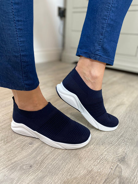 Navy Slip on Trainers Nadia – Tillett's