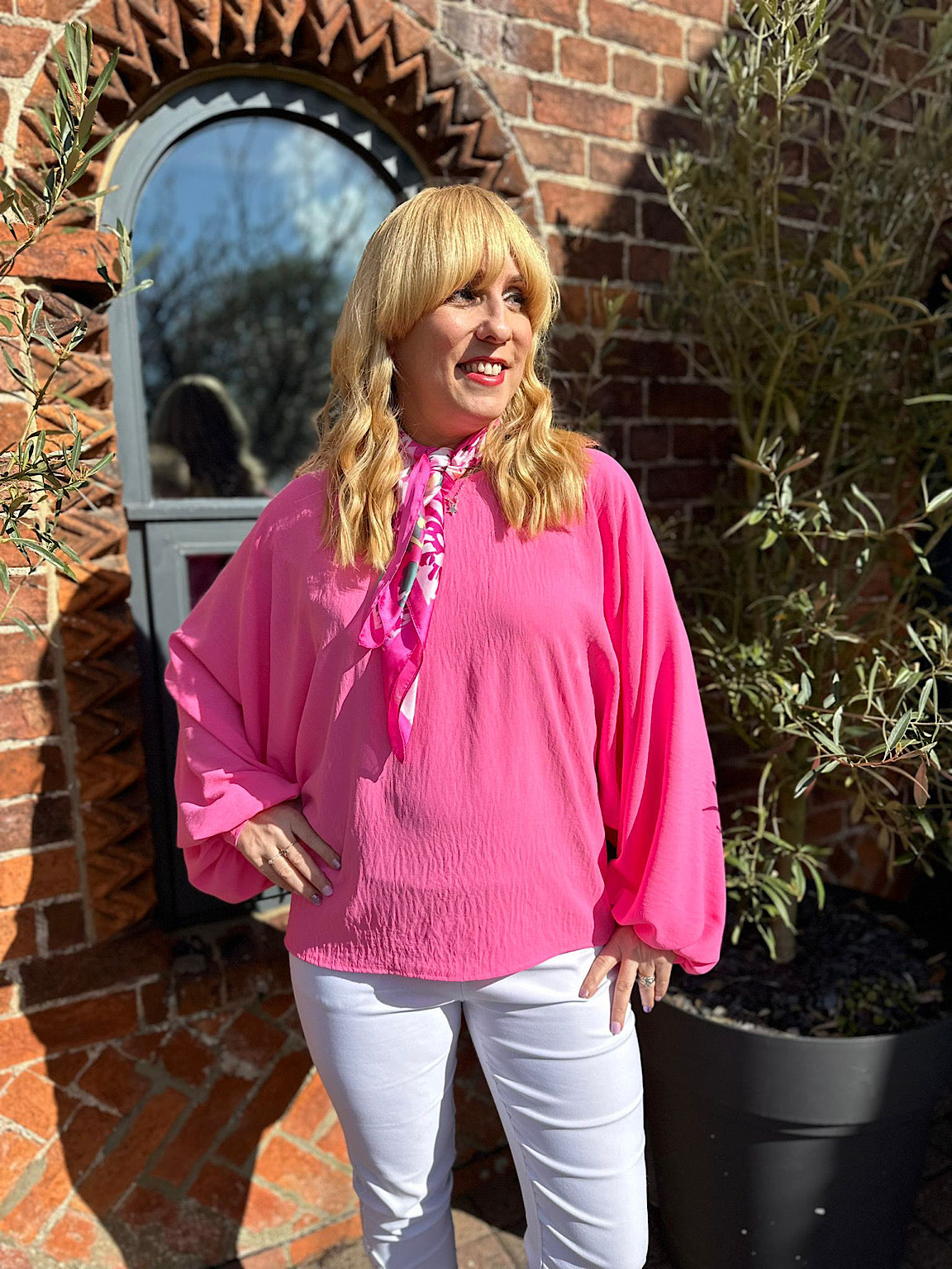 Pink Balloon Sleeve Blouse Teya – Tillett's