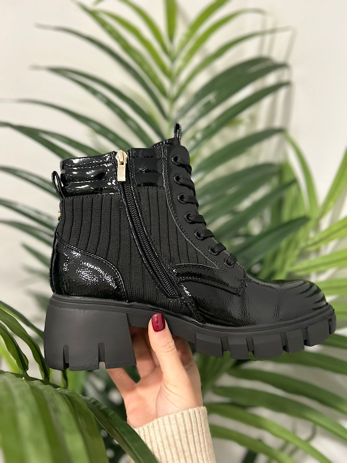 Patent lace up boots on sale