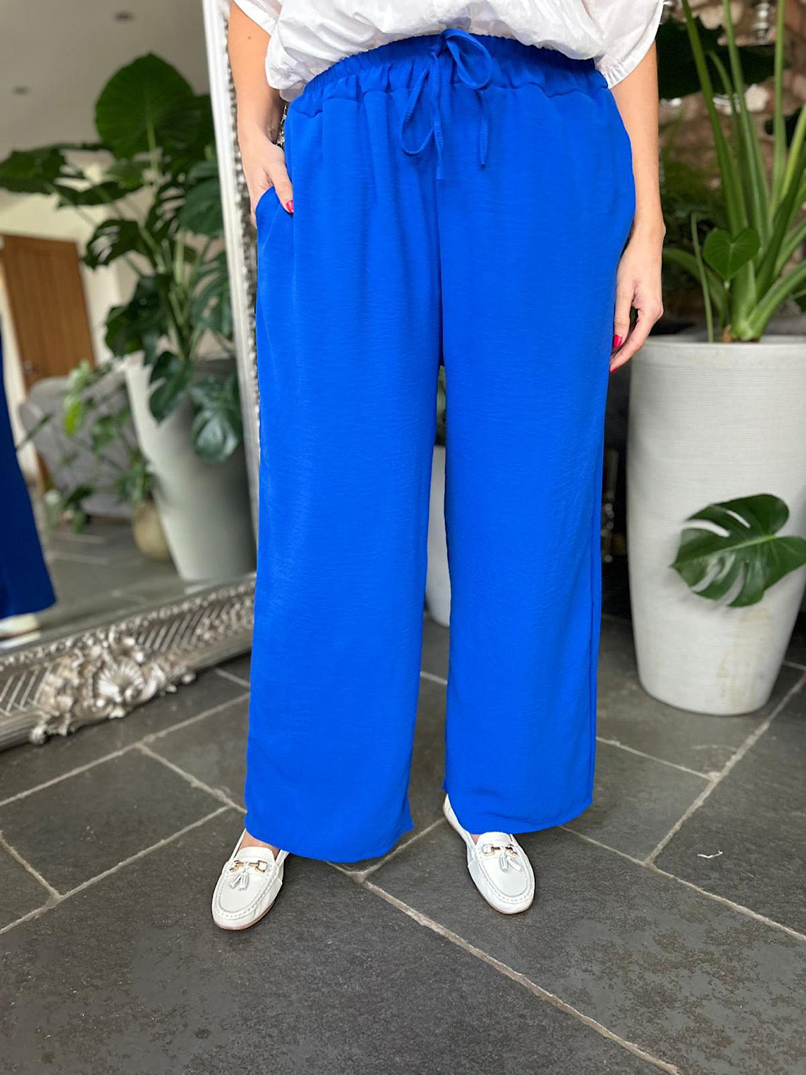 Amazon.com: AMEEQ Pants for Women High Waist Plicated Wide Leg Pants (Color  : Royal Blue, Size : X-Small) : Clothing, Shoes & Jewelry
