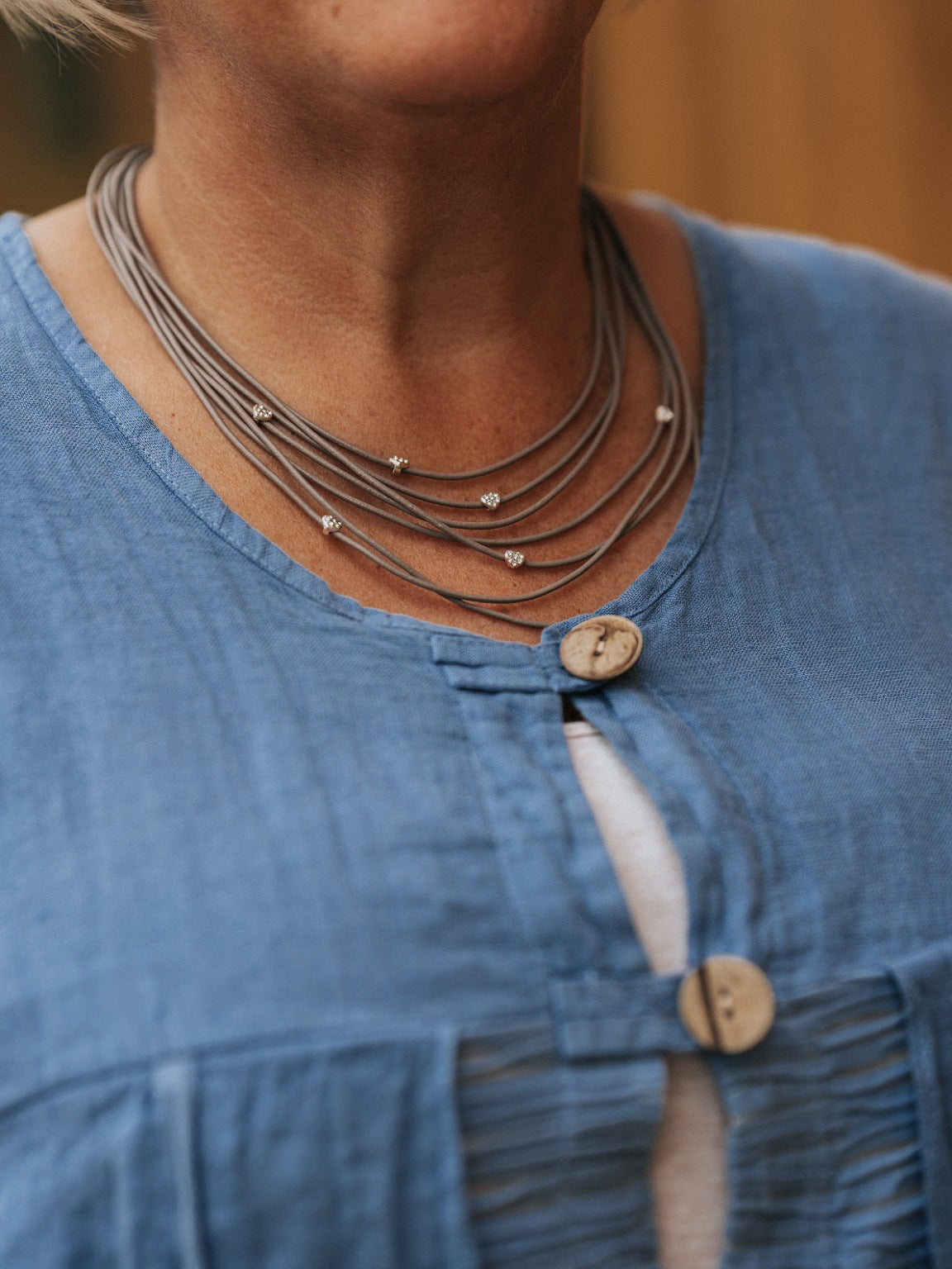 LOT:236 | Tiffany & Co Elsa Peretti silver multi open heart necklace