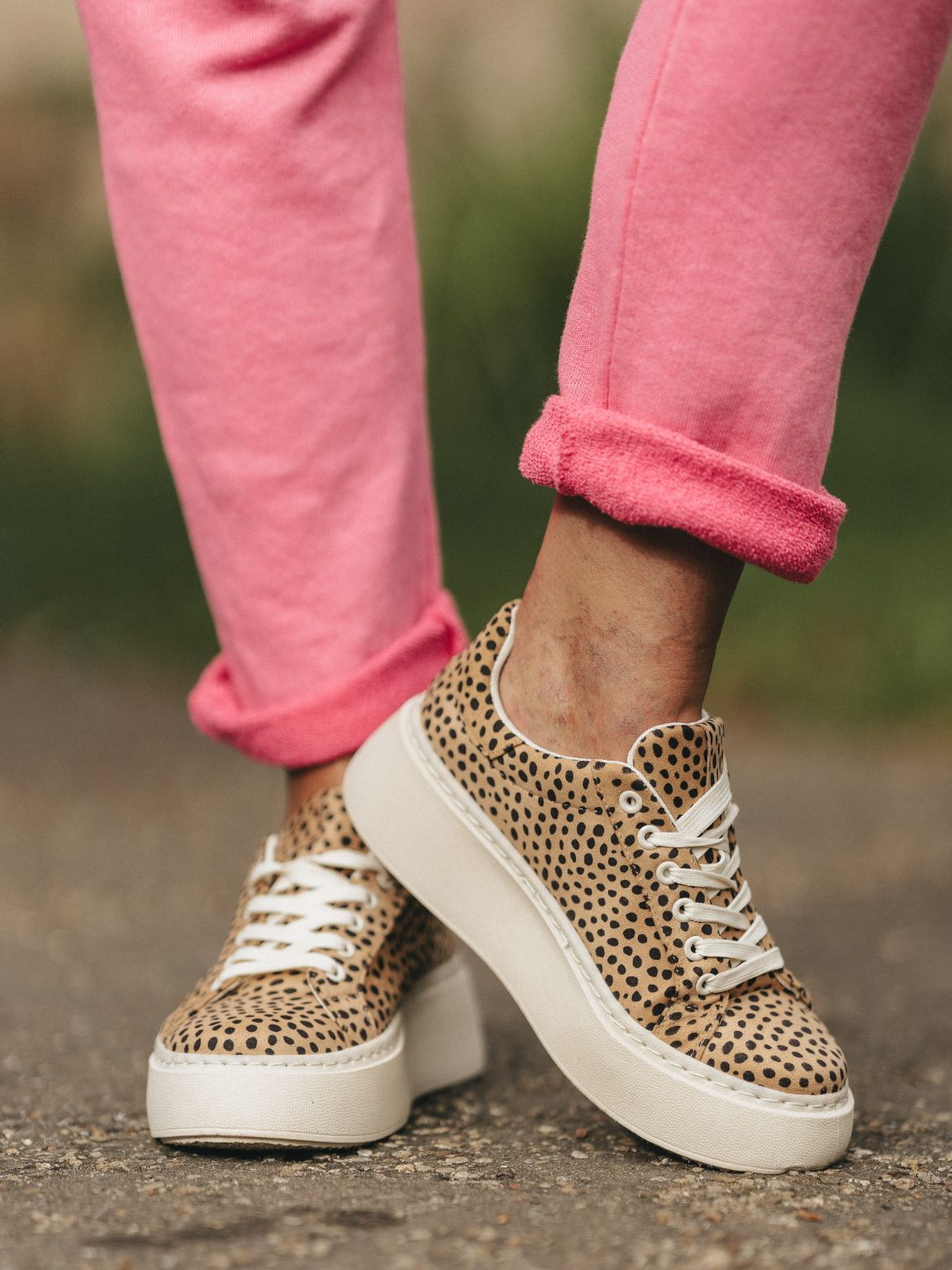 Leopard print platform trainers online