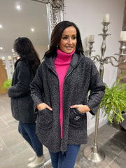 Boucle hooded coat best sale