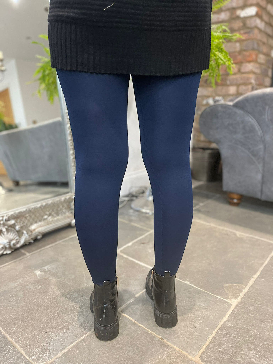 Midnight Blue Fleece Lined Thermal Leggings - British made by Ruby