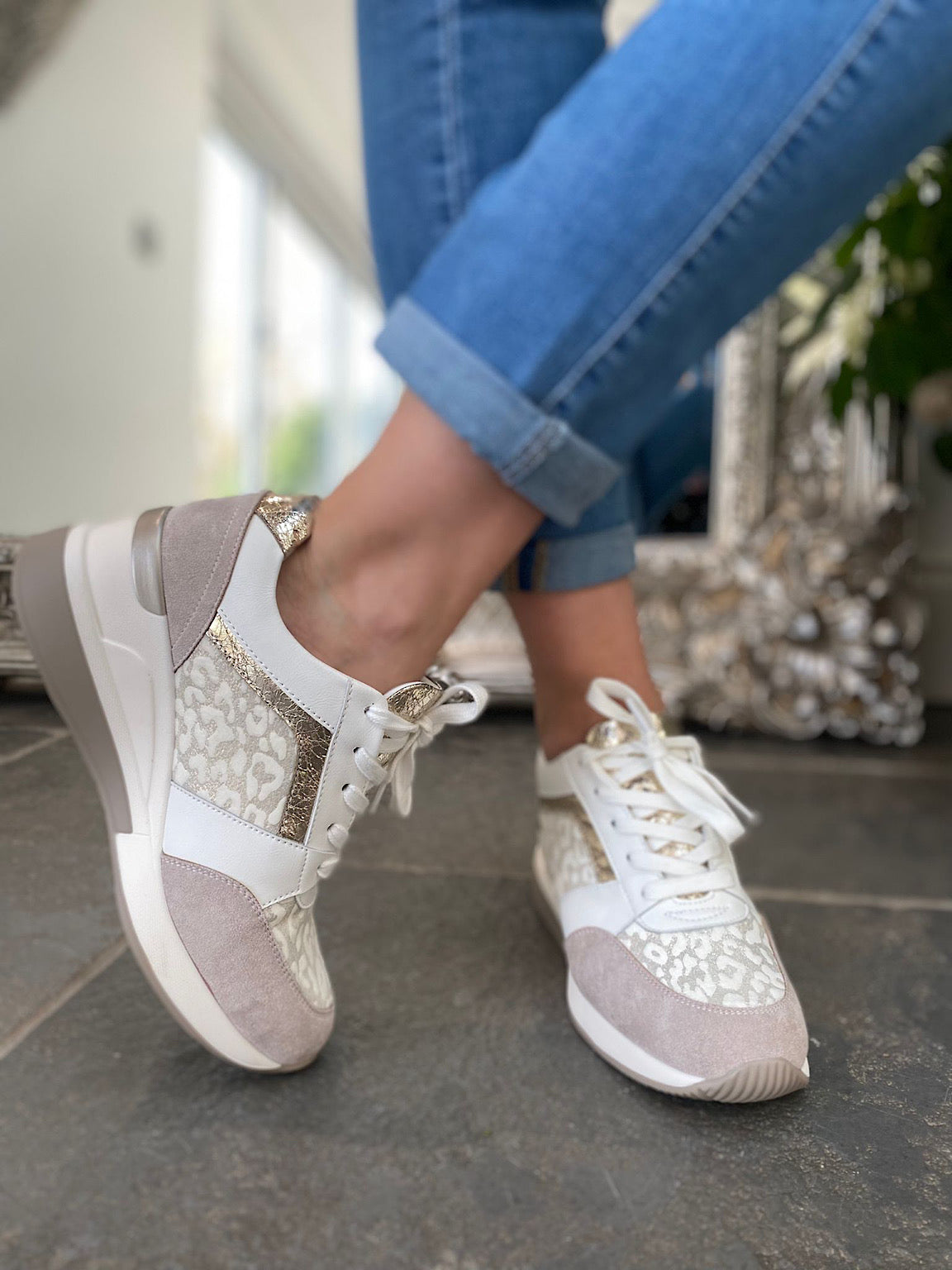 Cream wedge sale trainers